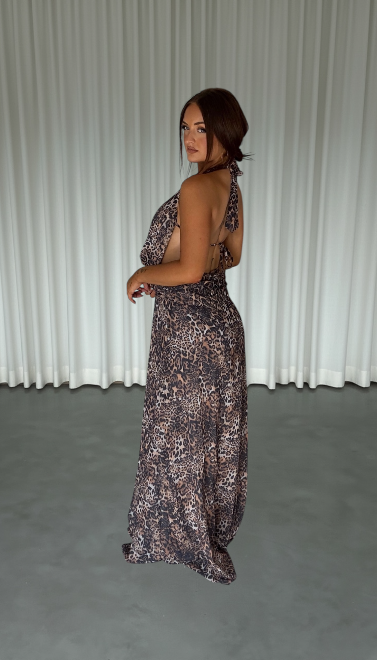 Robe Longue Léopard Dos Nu