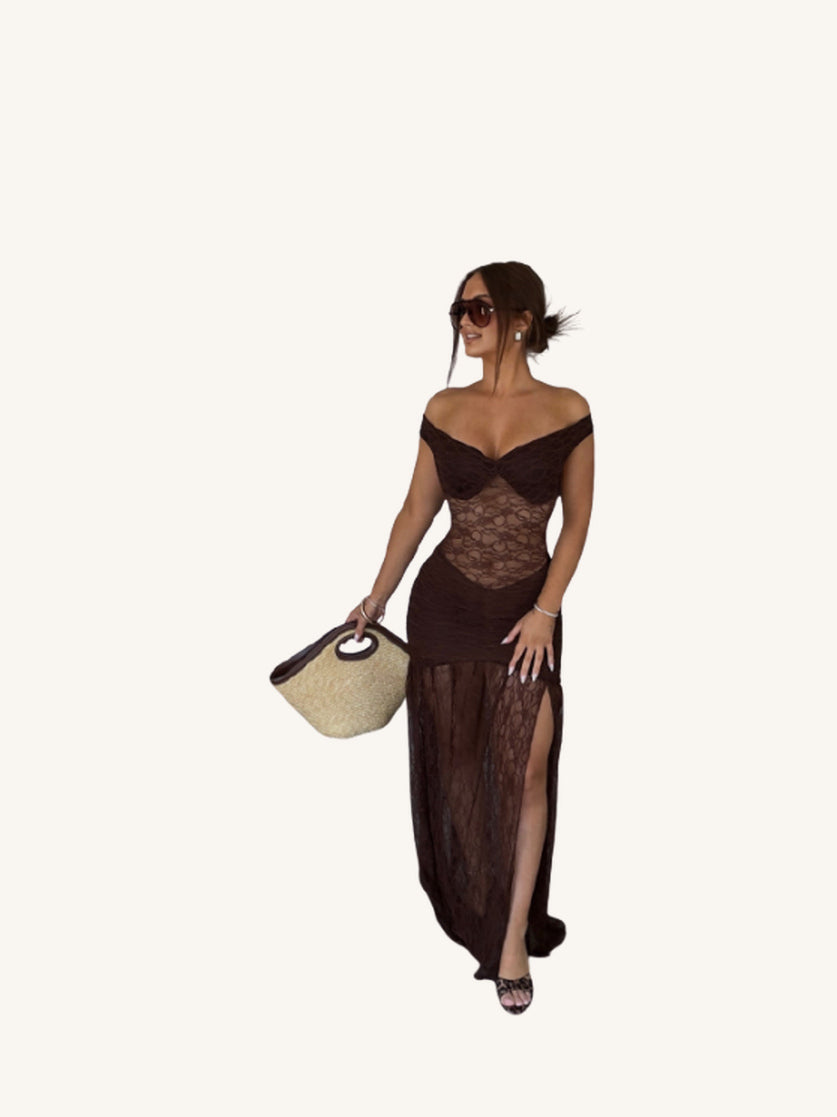 Robe Dentelle Moulante Chocolat