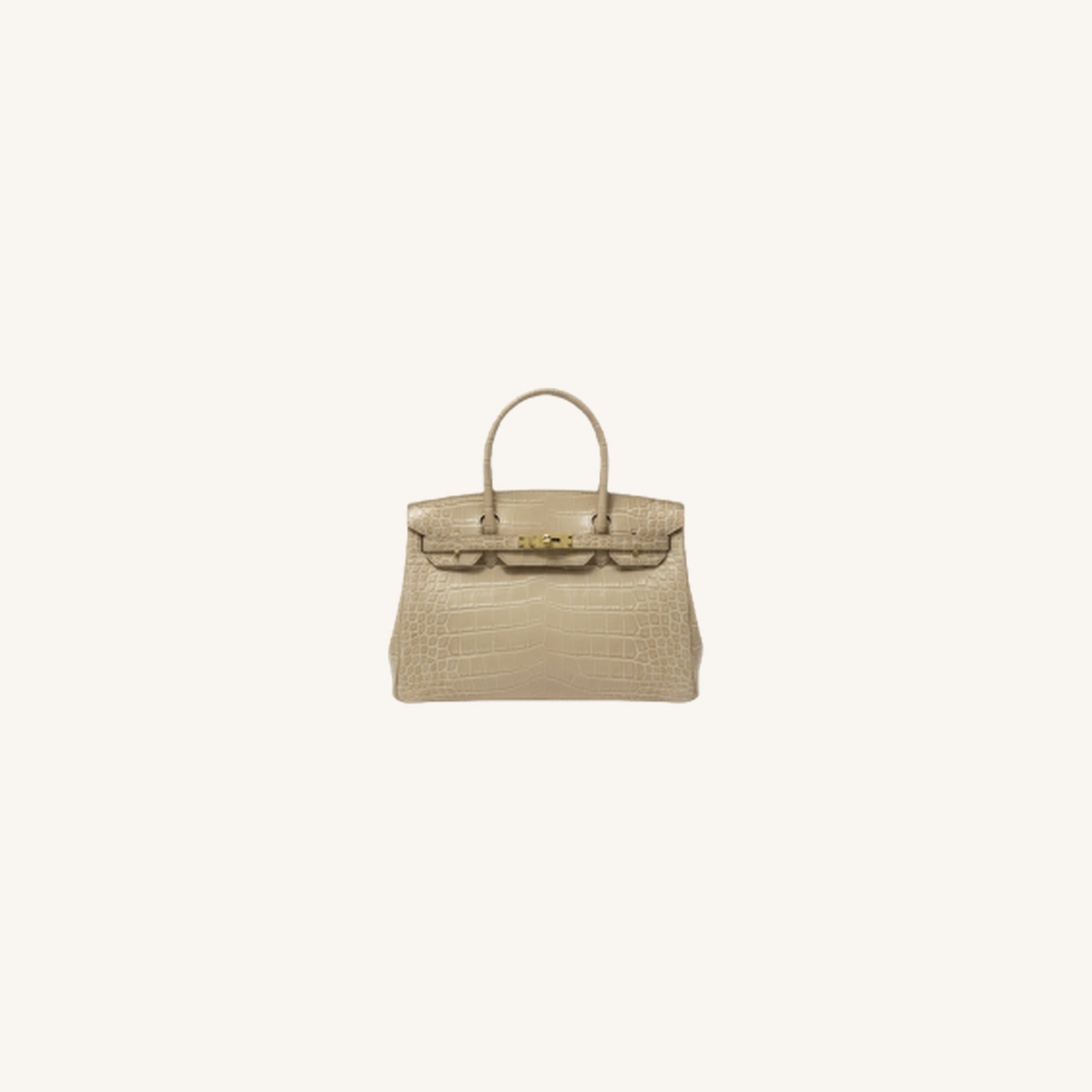 Sac en Cuir Croco Beige Grand Format