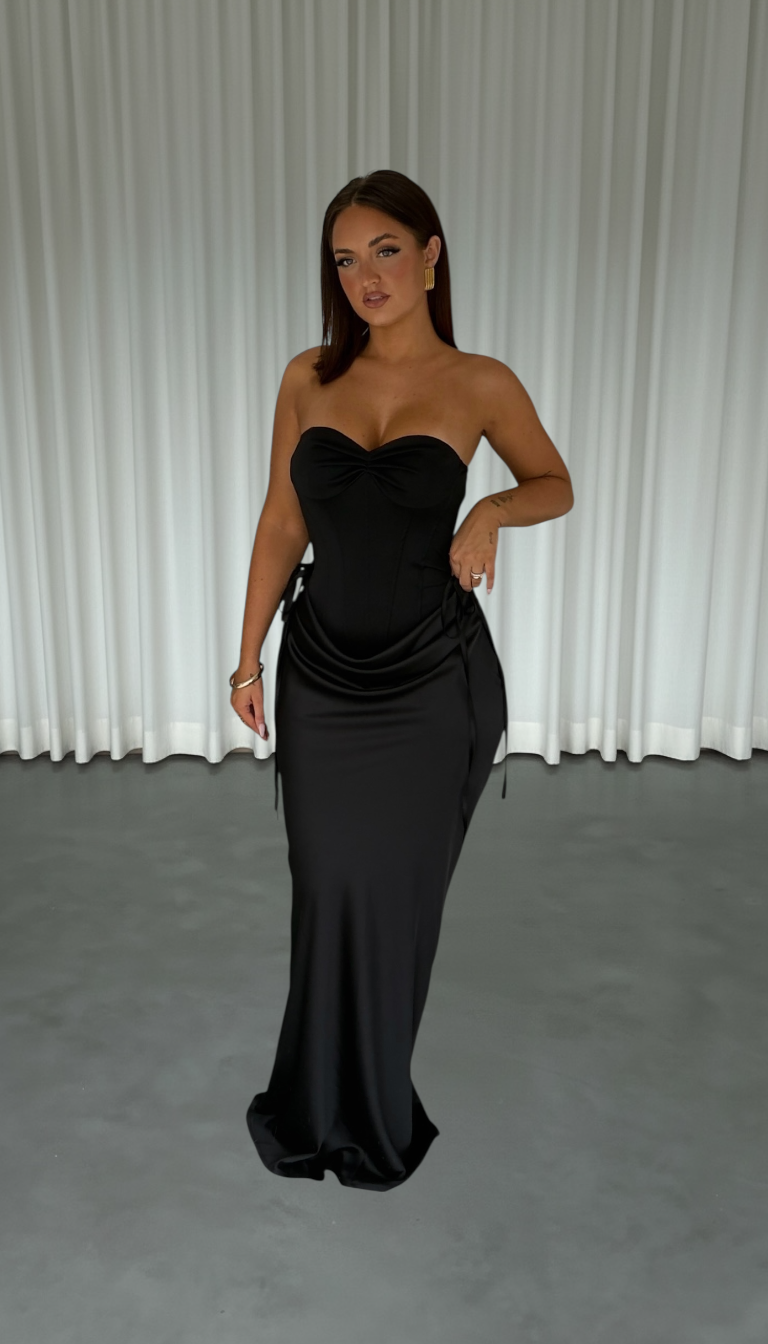 Robe Longue Bustier Deux Pièces Noire