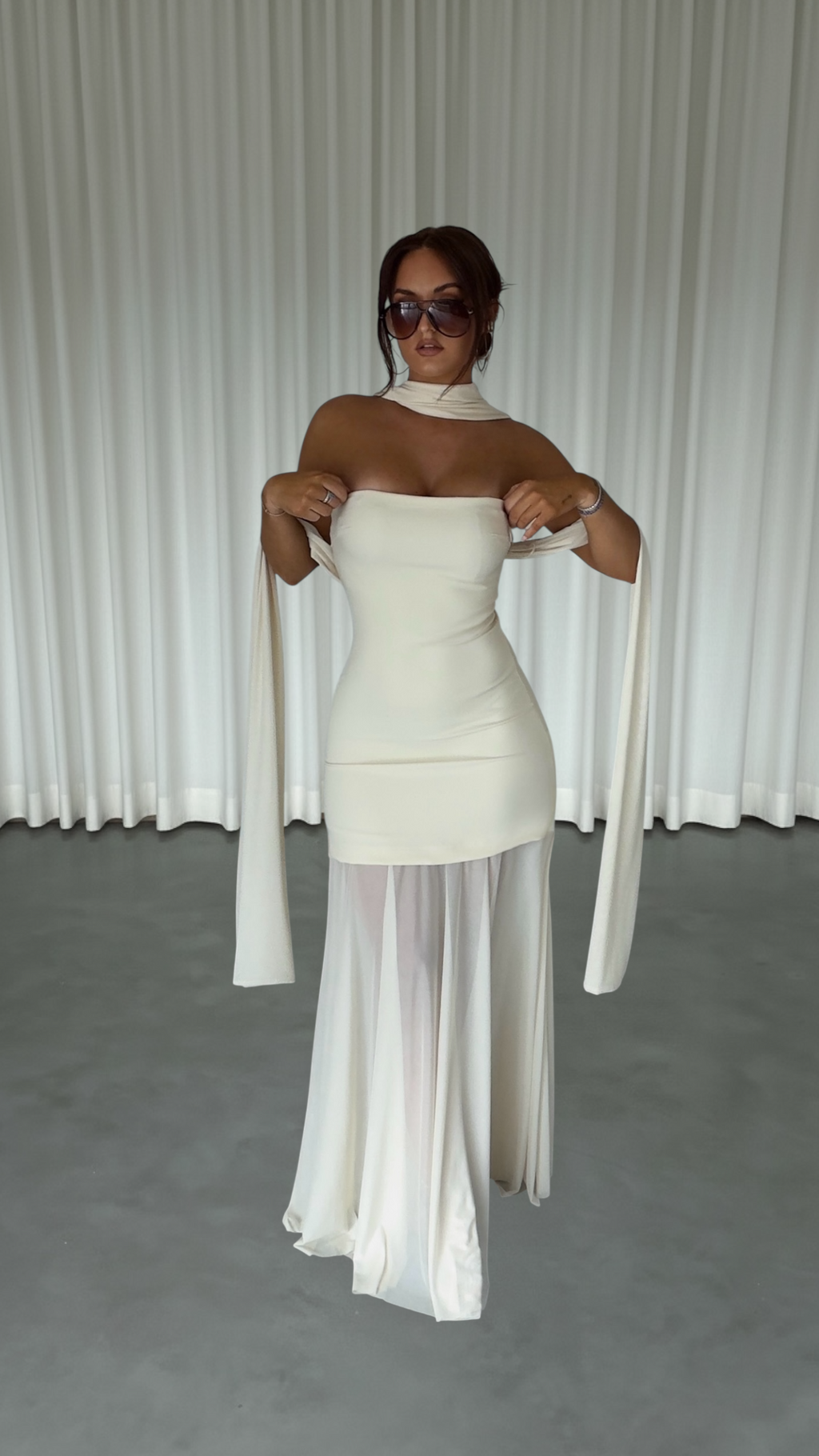 Robe Bustier Tulle Crème